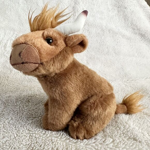 Living Nature Highland Cow Plush 6” Realistic Beanbag Toy Stuffed Animal - Picture 1 of 6